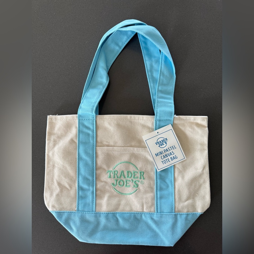 Trader Joe's Mini Pastels Reusable Canvas Tote Bag in Blue*